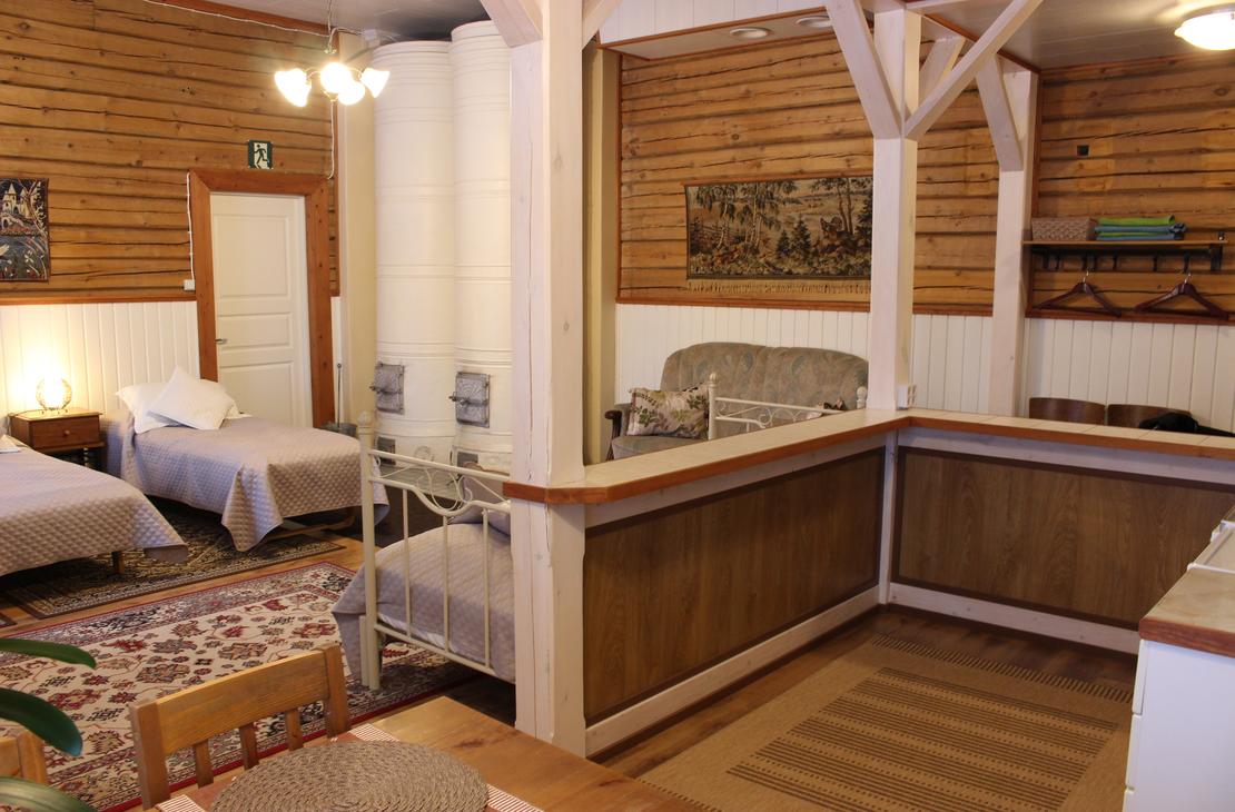 Utju-huoneisto, keittiönurkkauksesta kuvattuna