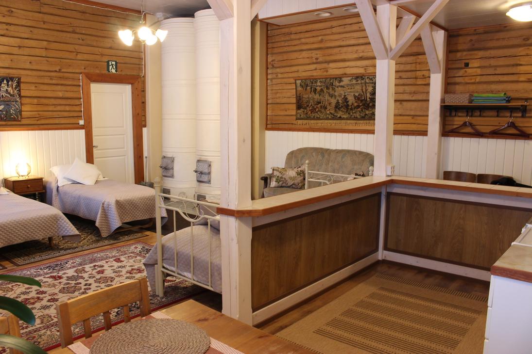 Utju-huoneisto, keittiönurkkauksesta kuvattuna